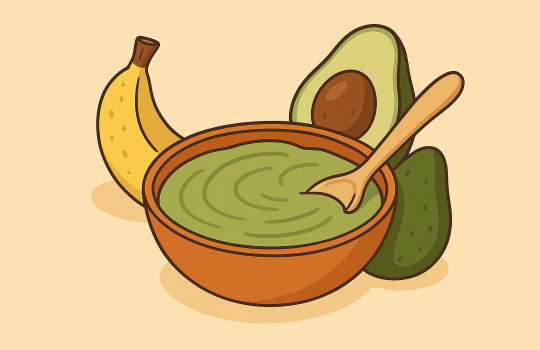 generate an image of banana and avocado puree without text